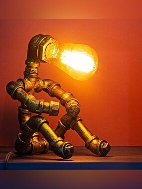 Cool industrial pipe table lamp vintage style metal desk light Steampunk retro